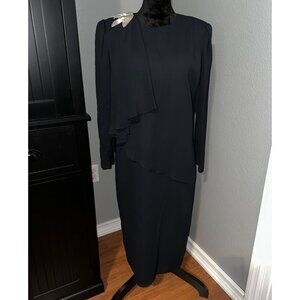 Vintage The Jones Girl Dress Size 14 Black Beaded Shoulder Evening Made in USA